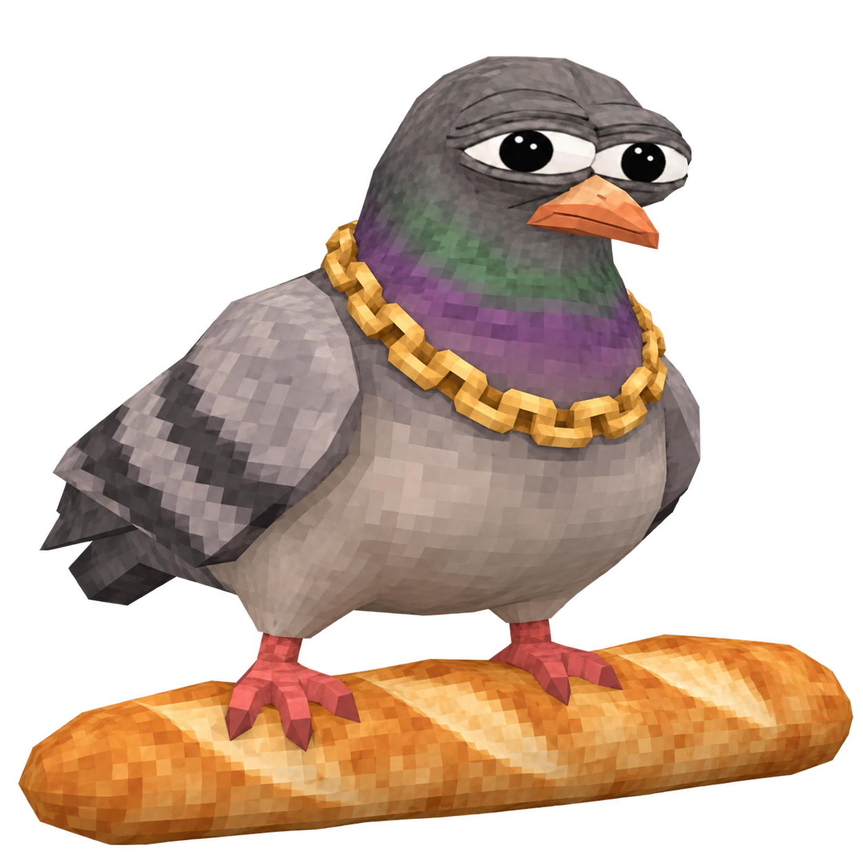 Dove Pepe keeping watch from his baguette